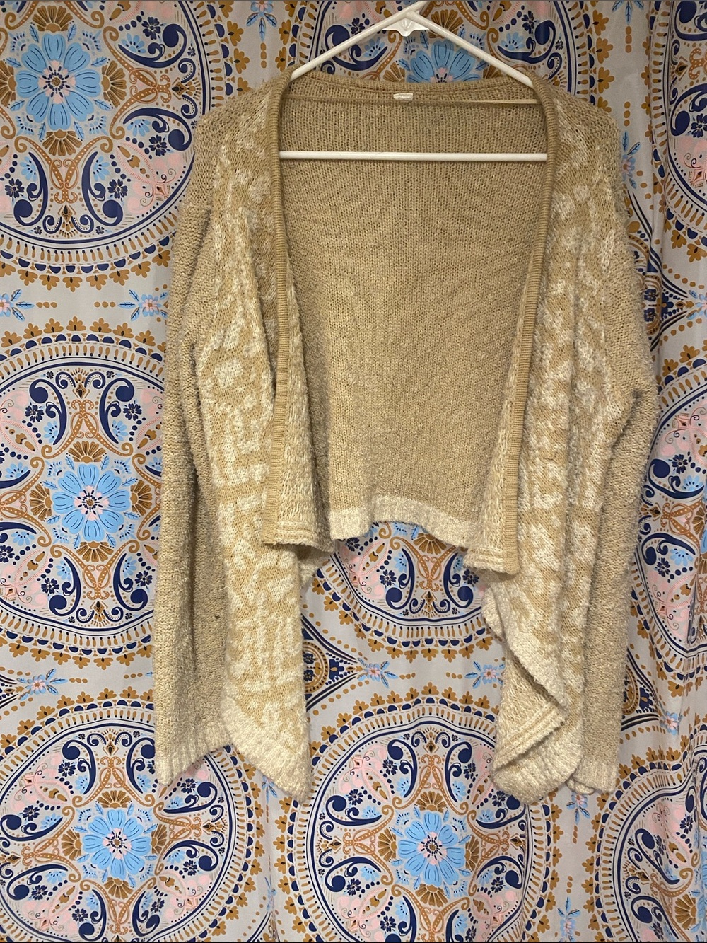 Beige Open-Front Women's Sweater Cardigan
